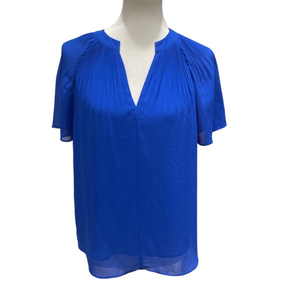She + Sky Women’s V Neck Flutter Sleeve Blue Top Size Medium